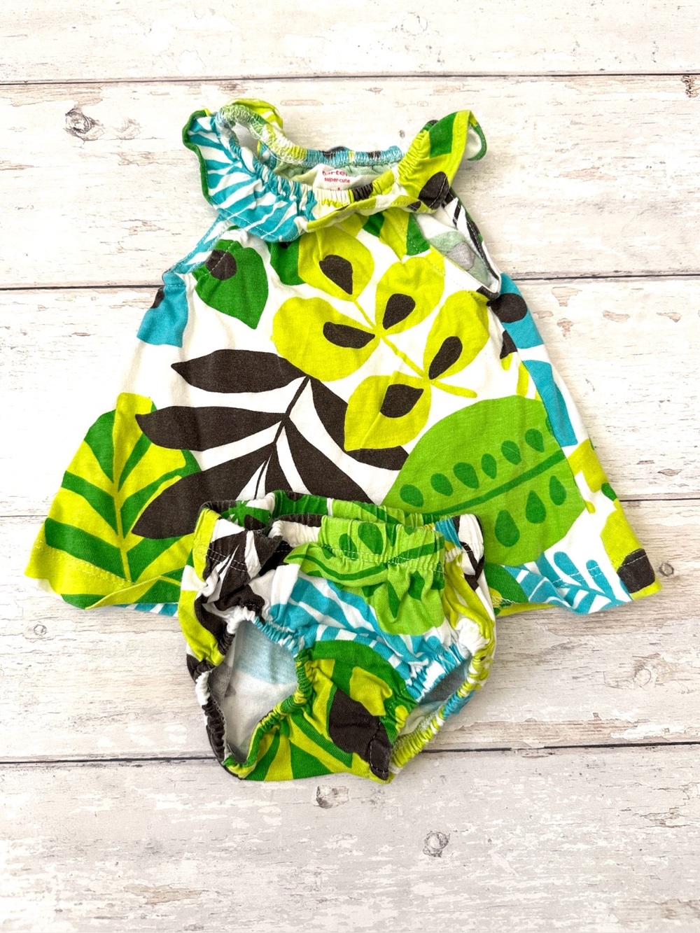 Carters Newborn Baby Girl Dress Plants Leaf Print Sun Dress Summer Sundress